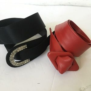(2) vintage belts - red blacks